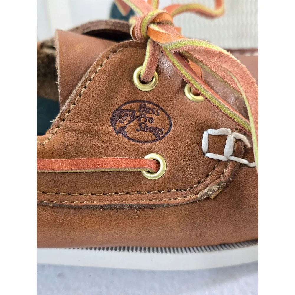 Bass Pro Shops Leather‎ Boat Fishman Shoes Moccasins Laced Deck Shoes Size 12